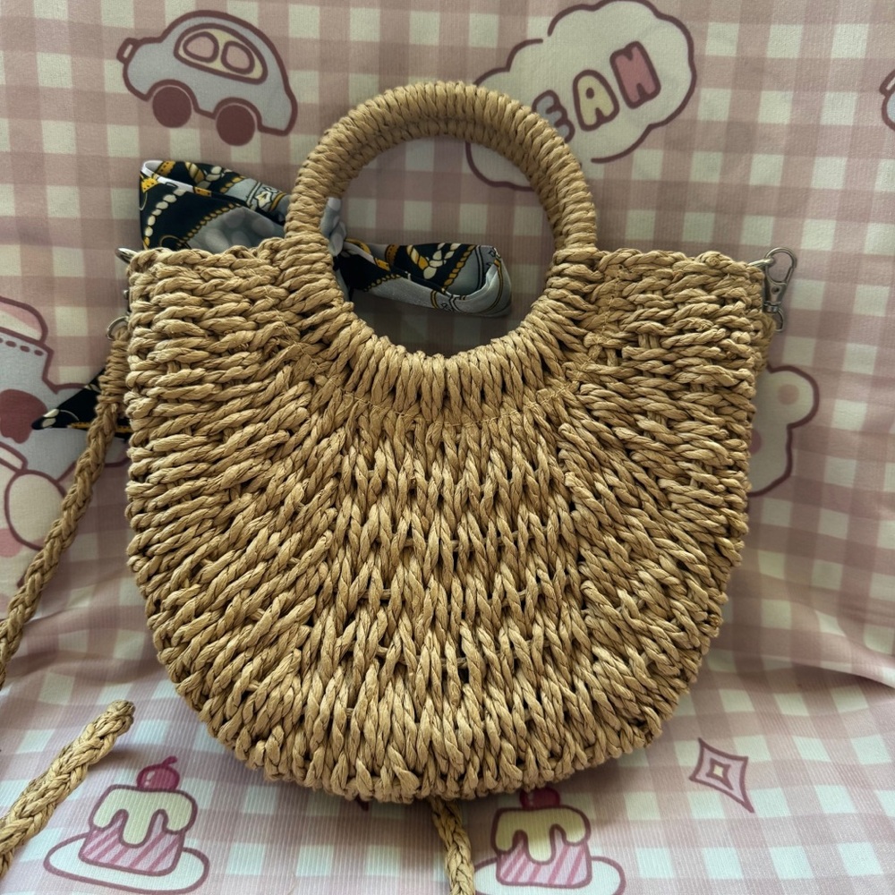 Saint Laurent Woven Tan Straw Tote & Crossbody Bag - Picture 6 of 11